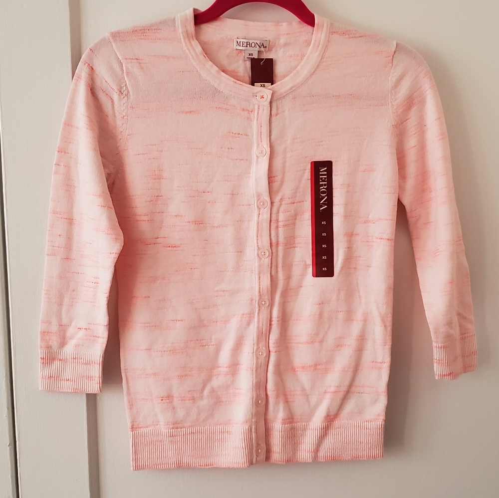 Merona cotton cardigan sweater coral pink XS new